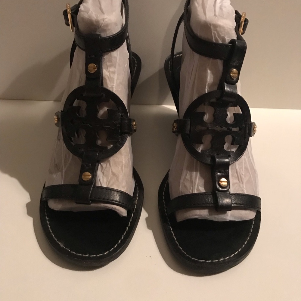 Tory Burch Miller Sandals-Black Leather